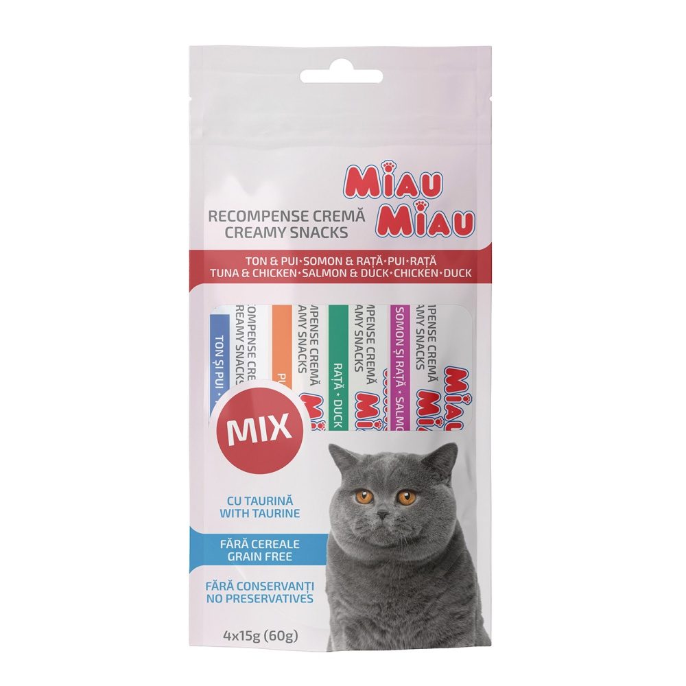 Miau Miau Creamy Snacks Cat mix 15 g (4 pack)
