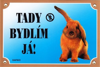 Farebná ceduľka Pozor pes, Králik