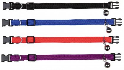 Obojok mačka nylon elast. s rolničkou 32cm mix