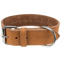 Rustic kožený obojok Heartbeat - hnedá M:38-47cm/40mm