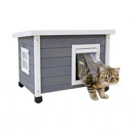 Búda mačacia, domček RUSTICA, 57 x 45 x 43 cm, sivá/biela  